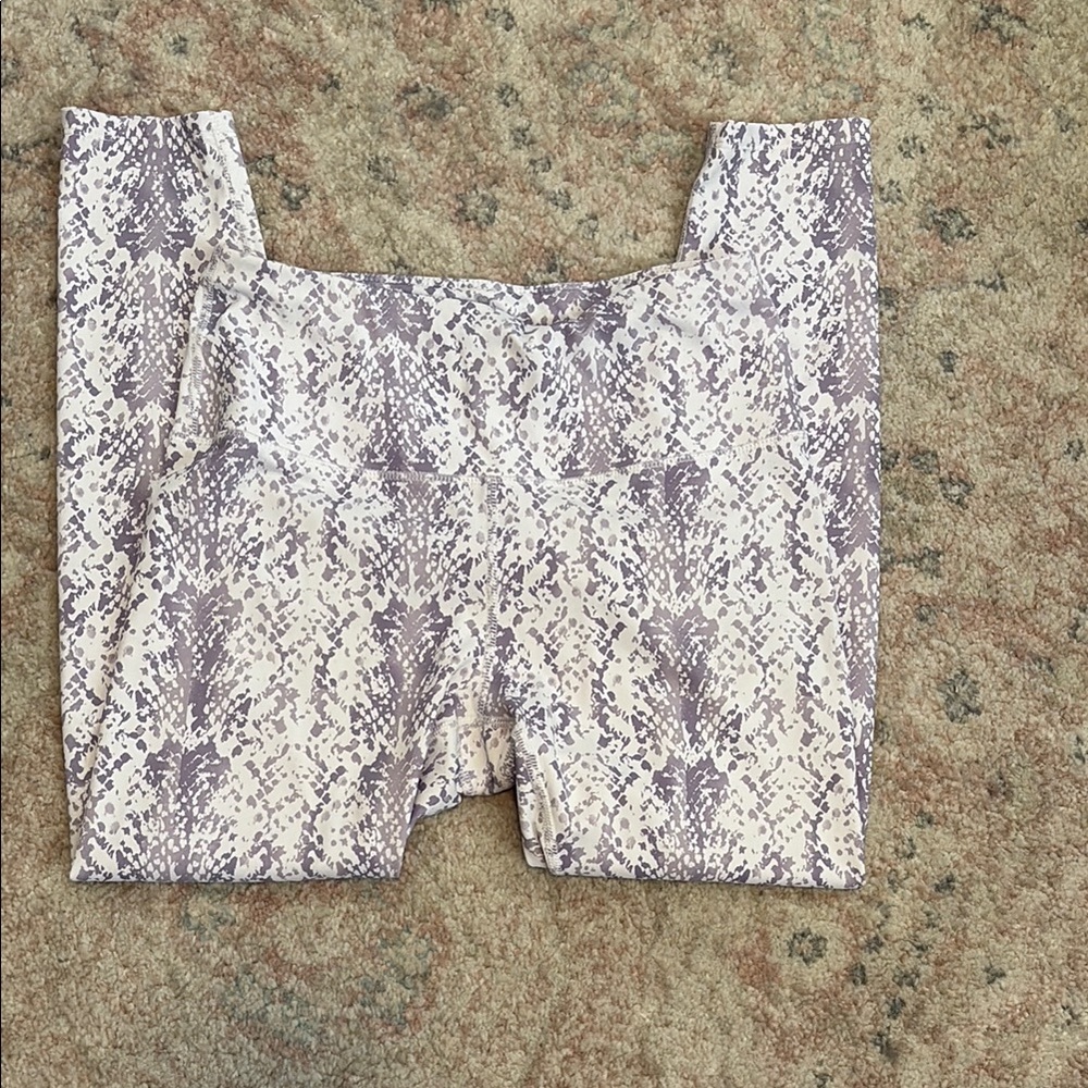 Apana Purple and White Leggings with Snakeskin Print